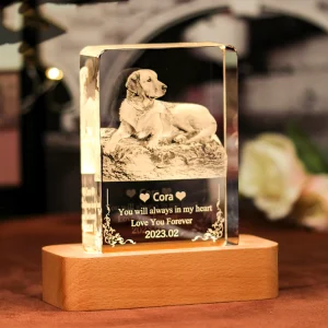 Custom 3D Crystal Engraved Pet Memorial Keepsake